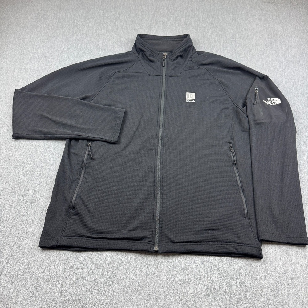 The North Face Jacket Men XL Black Grid‎ Fleece Full Zip Outdoor Mock Neck Logo